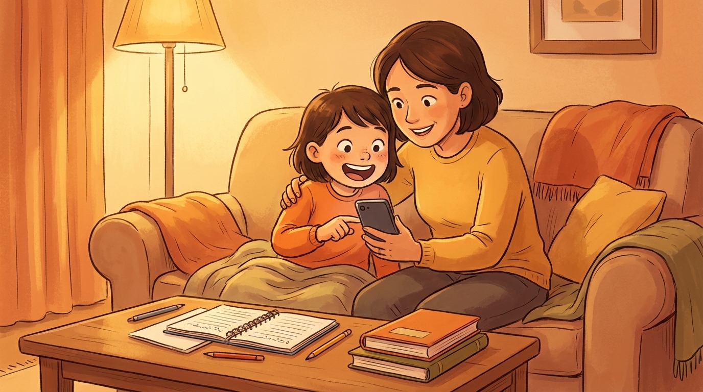 Мама и ребёнок радуются решению